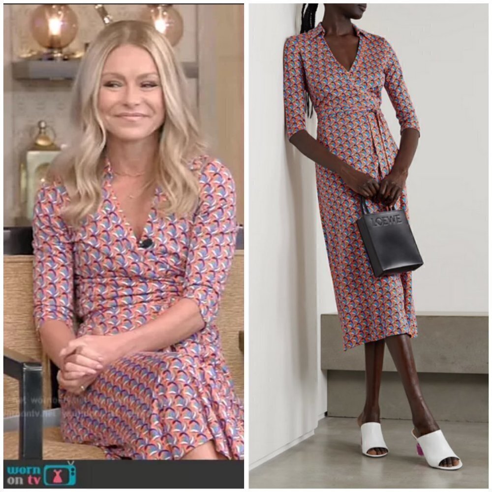 💕DIANE VON FURSTENBERG💕 Abigail Midi Wrap Dress Mandarin Print Large *ALTERED*